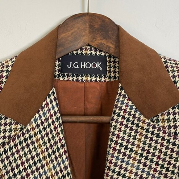 J. G Hook Vintage Puppy Tooth Academia Plaid Blazer Jacket Coat Wool Blend 6 - Picture 6 of 9